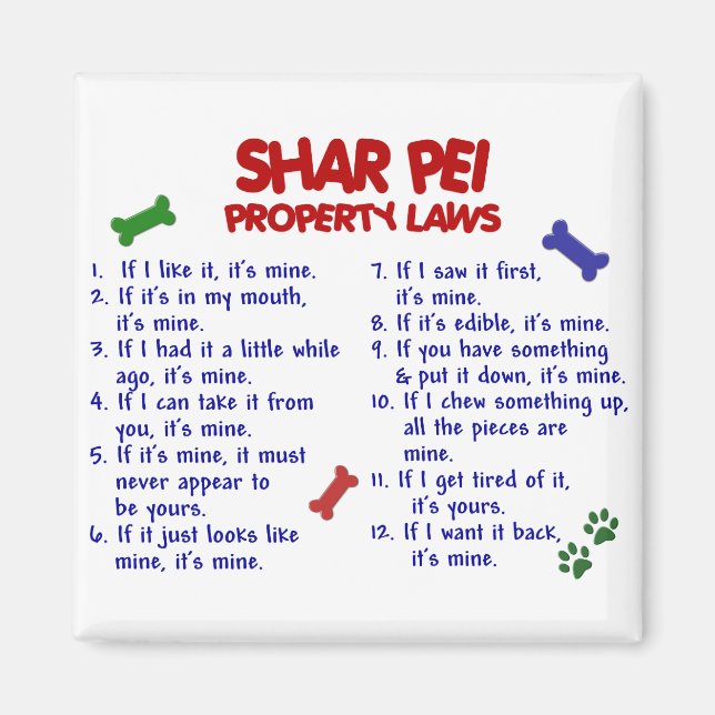Íman Lei de Propriedade SHAR PEI 2 (Frente)