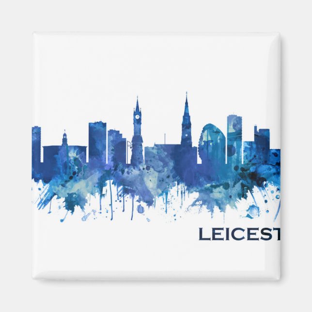 Íman Leicester England Skyline Blue (Frente)
