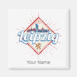Íman Leipzig Alemanha Saxónia Retro Skyline Vintage