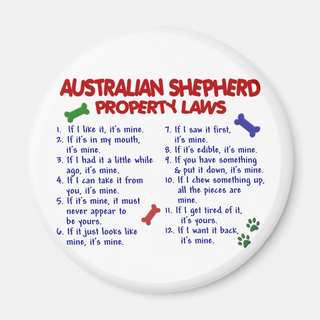 Íman Leis de propriedade AUSTRALIANAS SHEPHERD 2 (Frente)