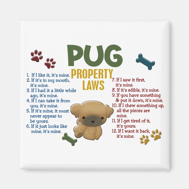 Íman Leis de Propriedade de Pug 4 (Frente)