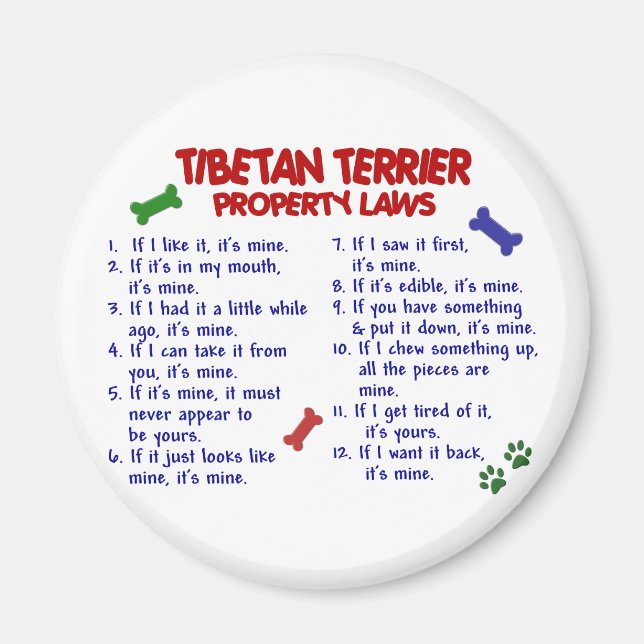 Íman Leis de propriedade do TERRIER TIBETAN 2 (Frente)