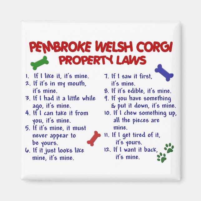 Íman Leis de propriedade PEMBROKE WELSH CORGI 2 (Frente)