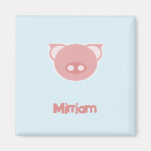 Leitão cor-de-rosa monograma em azul