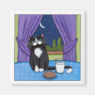 Íman Leite e um biscoito - ímã do gato