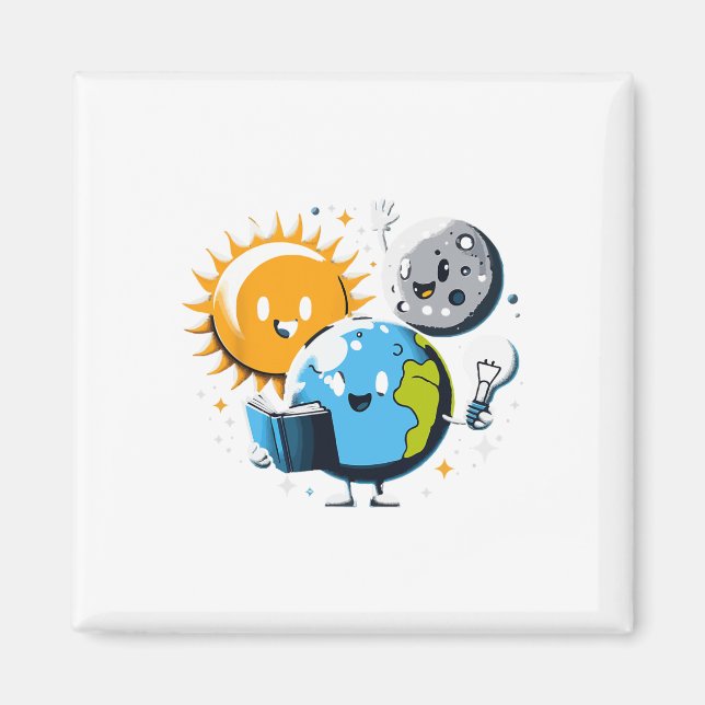 Íman Leitura da Terra Lua Sol Funny Total Solar Ecli (Frente)