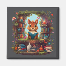 Íman Leitura De Esquilo Numa Estante De Vintage