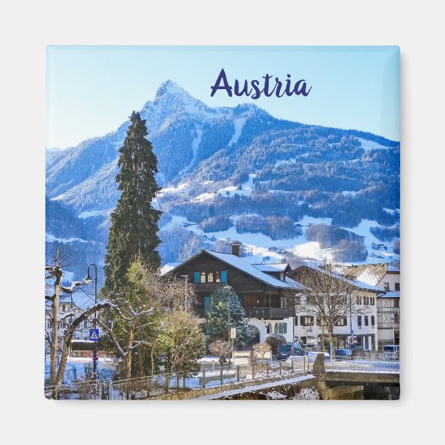 Íman Lembrança da Áustria Vorarlberg no Inverno (Frente)