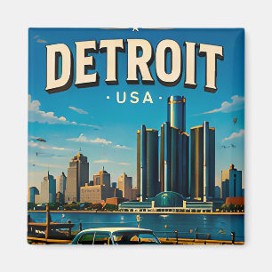 Íman Lembrança da Silhueta de Detroit Michigan
