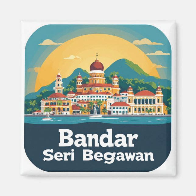 Íman 🧲 Lembrança de Bandar Seri Begawan 🌏 (Frente)