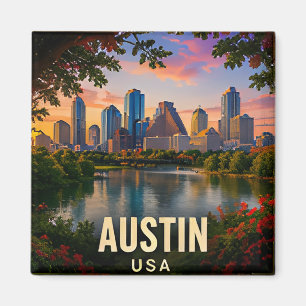 Íman Lembrança de viagem da frente do rio de Austin Tex