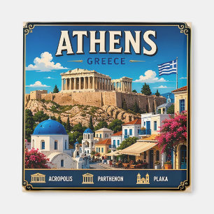 Íman 🧲 Lembrança de Viagem de Atenas Grécia Para Fotos