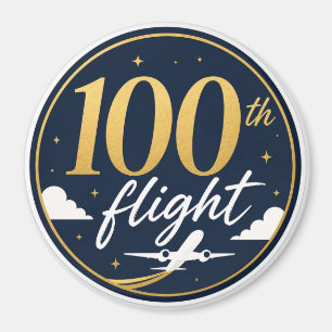 Íman lembrança de viagem de avião de ouro do 100º voo