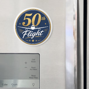 Íman lembrança de viagem de avião dourado do 50º voo