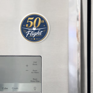 Íman lembrança de viagem de avião dourado do 50º voo