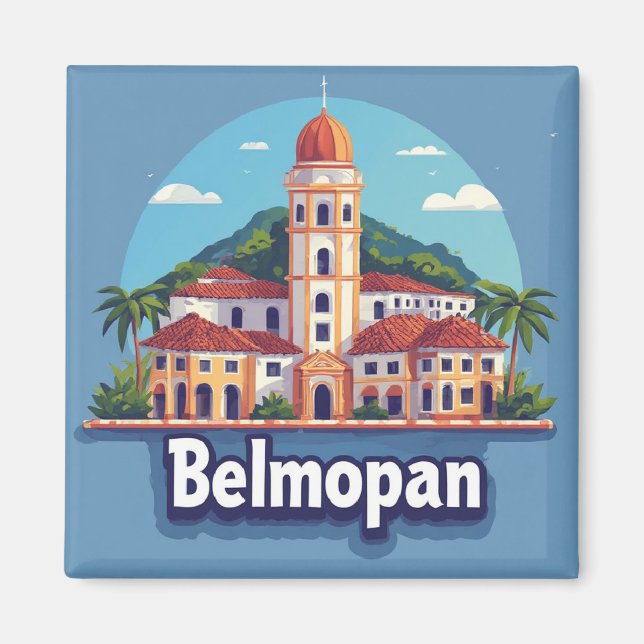 Íman Lembrança de viagem de Belmopã Belize para souveni (Frente)