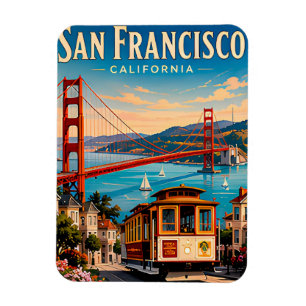 Íman Lembrança de Viagem Retro de São Francisco Califór