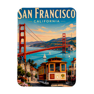 Íman Lembrança de Viagem Retro de São Francisco Califór