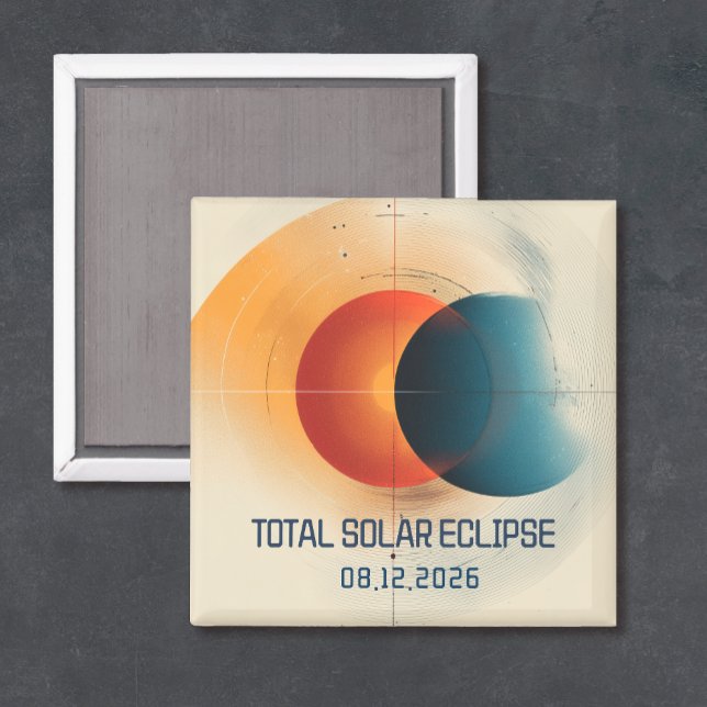 Íman Lembrança do Eclipse Moderno 2026 (Solar eclipse magnet keepsake)