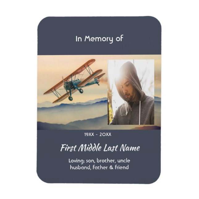 Íman Lembrança Memorial Nuvens Biplano Céu (Vertical)