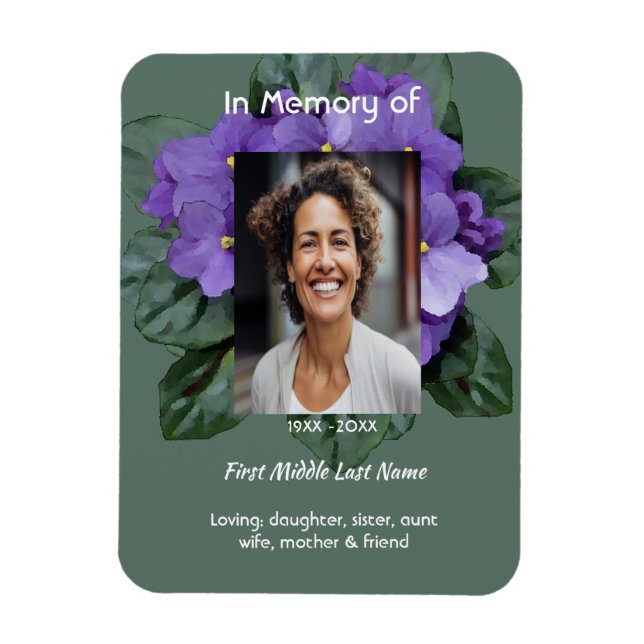 Íman Lembrança Memorial Violeta Africana (Vertical)
