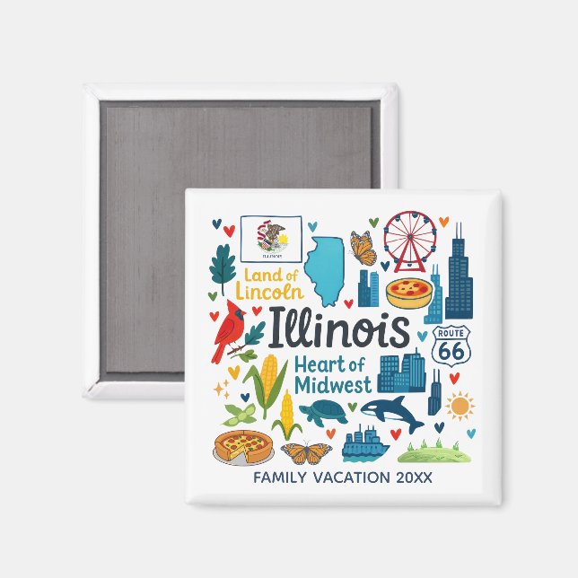 Íman Lembrança Personalizada da Viagem Familiar em Illi (Front/Back)
