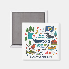 Íman Lembrança Personalizada da Viagem Familiar em Minn