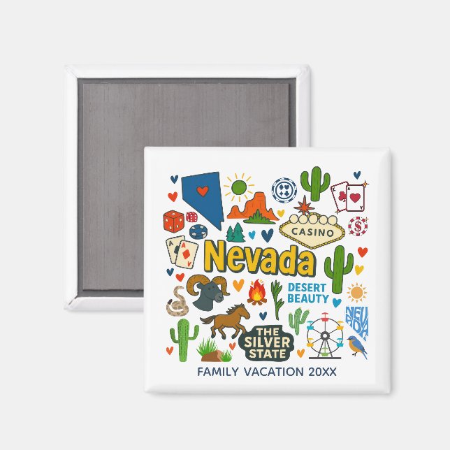 Íman Lembrança Personalizada da Viagem Familiar em Neva (Front/Back)