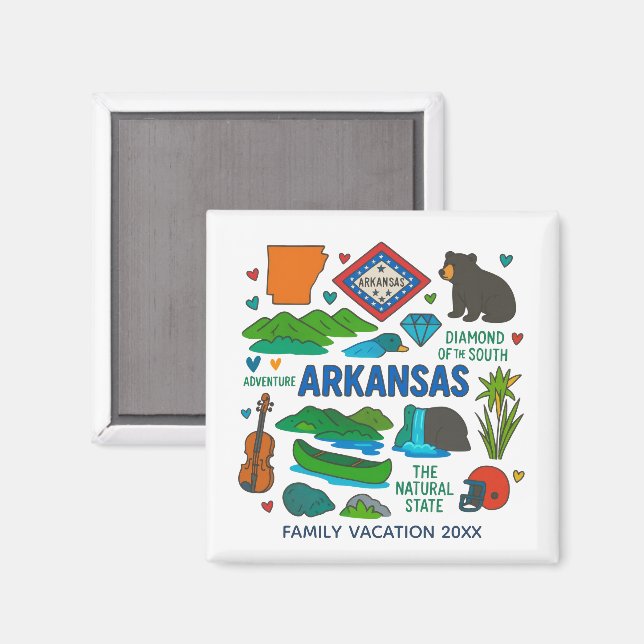 Íman Lembrança Personalizada de Viagem Familiar no Arka (Front/Back)