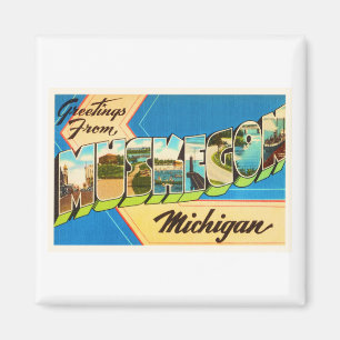 Íman Lembrança velha das viagens vintage de Muskegon