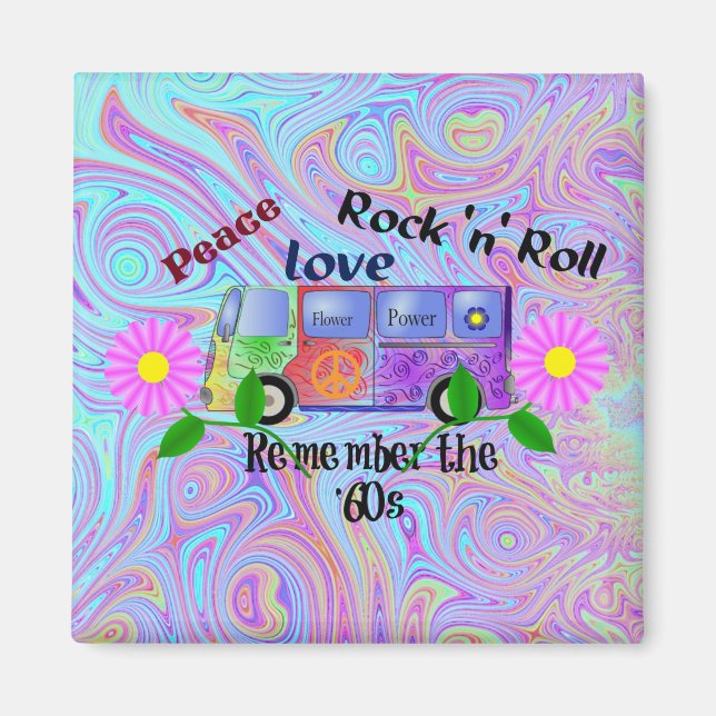 Íman Lembrem-se dos anos 60, design psicodélica, (Frente)