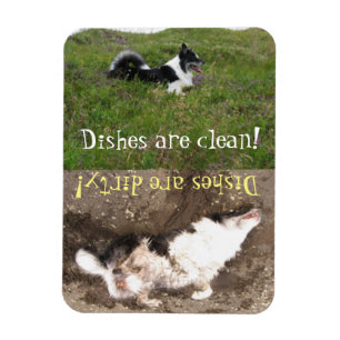 Íman Lembrete da máquina de lavar louça, Limpo versus s