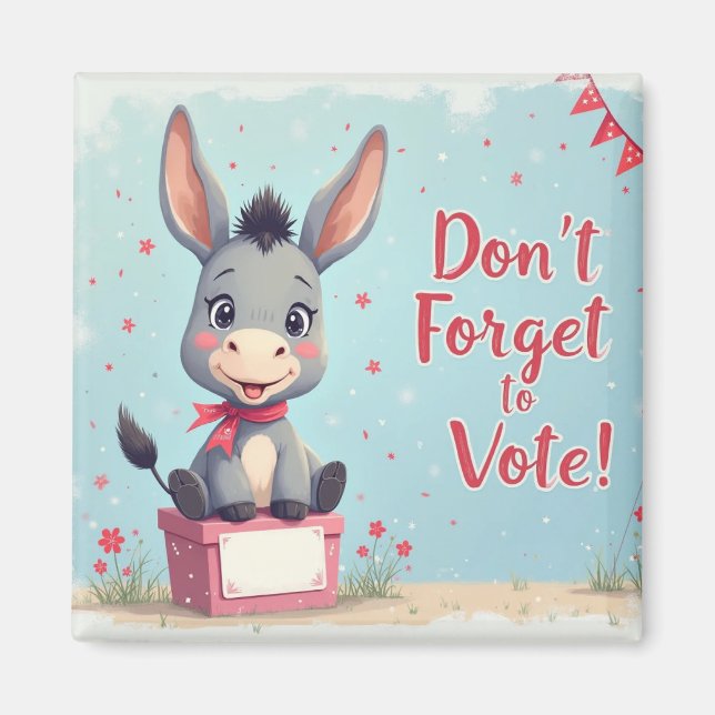 Íman Lembrete de Voto de Burro Alegre (Frente)