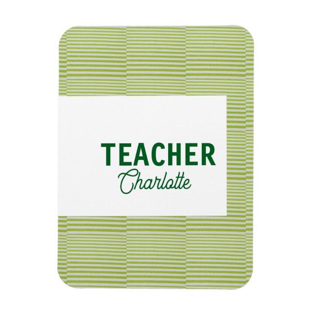 Íman Lemon green white stripes teacher professor name c (Vertical)