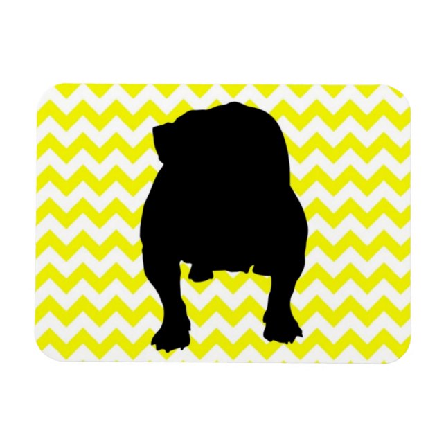 Íman Lemon Yellow Chevron com Sombra Inglesa Buldogue (Horizontal)
