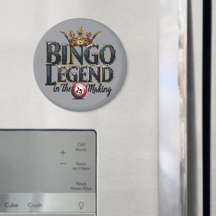 Íman Lenda do Bingo Coroada em Tipografia Retro Dourada