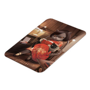 Íman Lendo Gato em Cheongsam