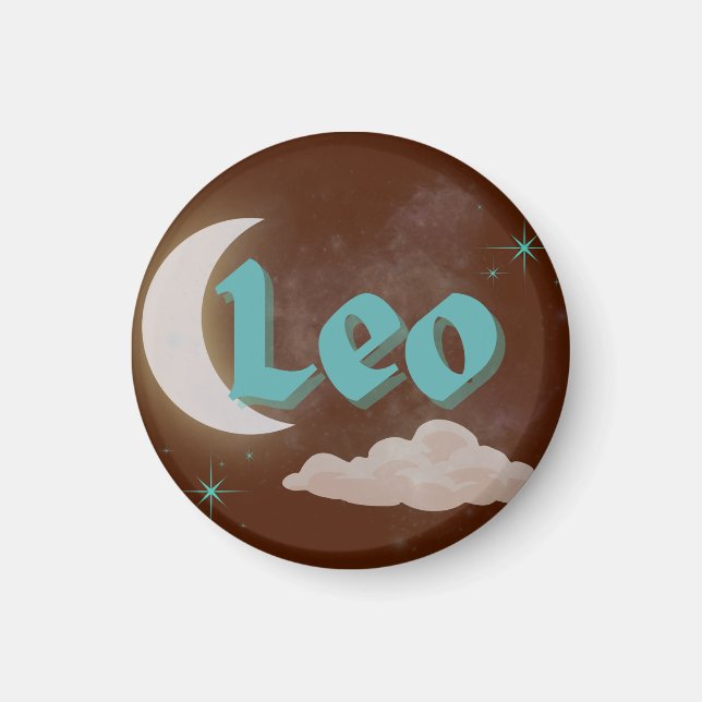 Íman Leo Celestial Aestético Moon Cloud Stars Design (Frente)