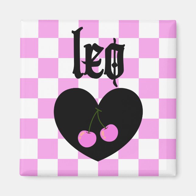 Íman Leo Gothic Aestético Checkered Cherries Design (Frente)