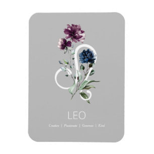 Íman Leo Modern Floral Símbolo Zodiac