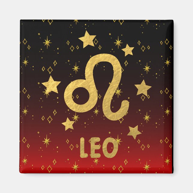 Íman Leo Zodiac Red e Black Magnet (Frente)
