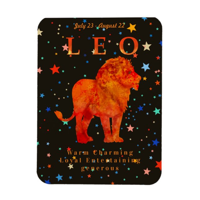 Íman Leo Zodiac Red Lion Modern Traços (Vertical)