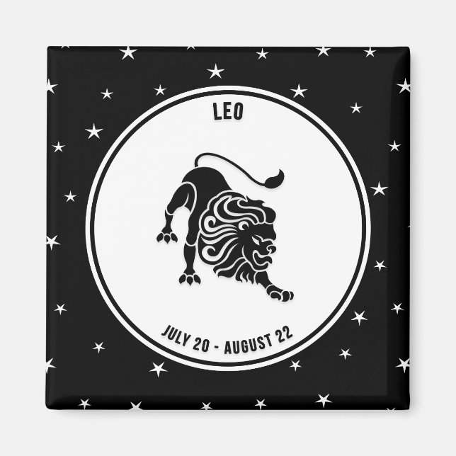 Íman Leo Zodiac - Sinal, Preto e Branco (Frente)