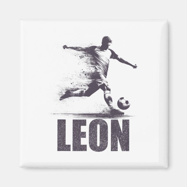 Íman Leon Soccer Boys Personalized First Name Leon  (Frente)