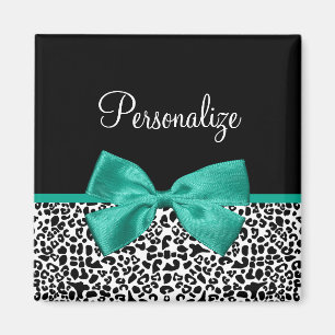 Íman Leopard Imprima Emerald Green Ribbon Arco Nome