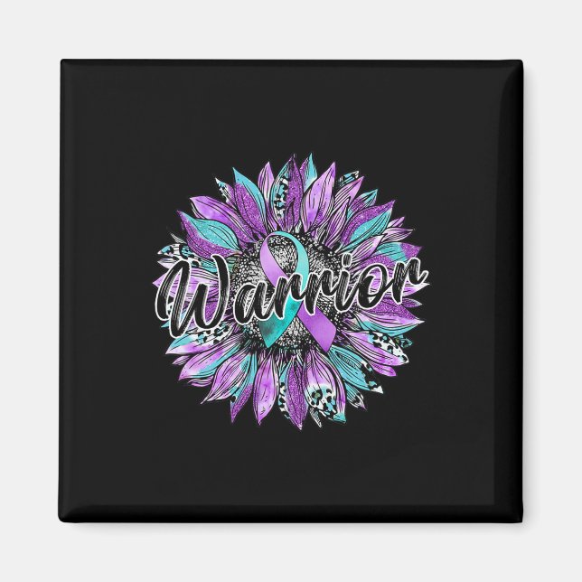 Íman Leopard Sunflower Warrior Teal E Purple Suicídio (Frente)