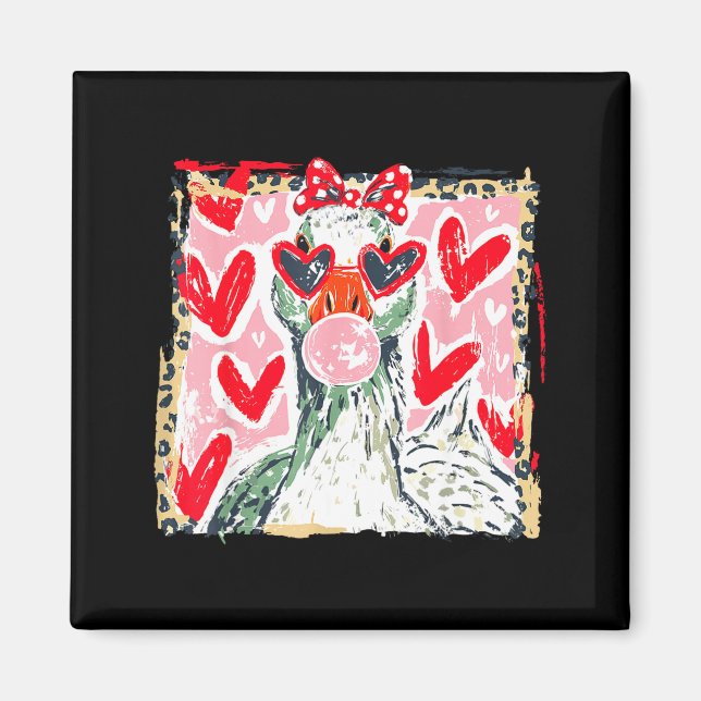 Íman Leopard Valentine's Day Goose Cute Animal Couple M (Frente)