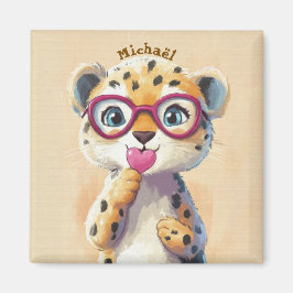 Íman Leopard Valentine's Day Heart Badge - Kids School