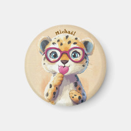 Íman Leopard Valentine's Day Heart Badge - Kids School