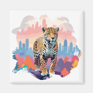Íman Leopard Vetor Art Animal Na Natureza Majestosa
